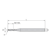 Solid Carbide End Mills •  ALUFLASH • Series 2A09 • Radius • 2 Flute • Regular Length • Cylindrical Shank • Metric - Big-tools Industrial Supply Tools for Metal Cutting
